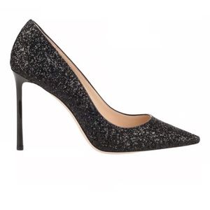 JIMMY CHOO Romy Black Glitter Heels - Sz. 39